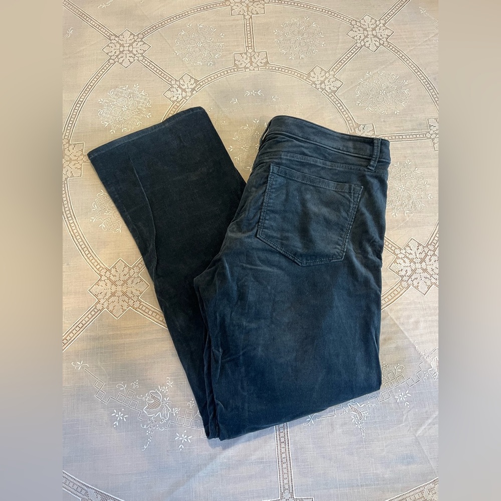 LOFT Curvy Boot Cut Blue/Grey Corduroy Pants, Size 31/12